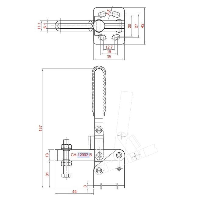 Vendita online Bloccaggio verticale base piatta braccio regolabile 150 Kg.